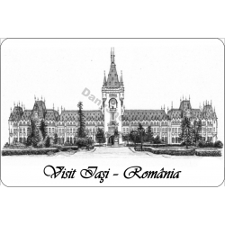 Magnet suvenir Palatul Culturii Iasi, alb negru